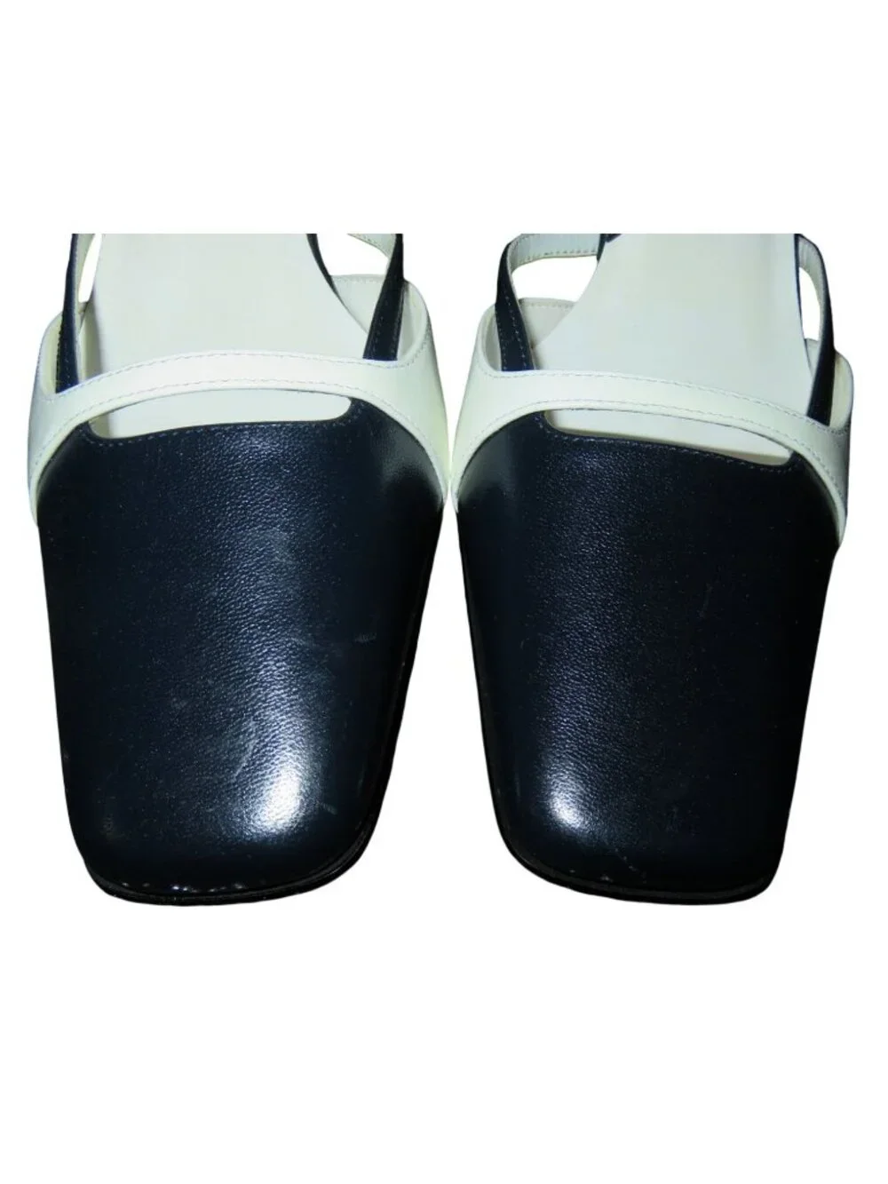 Worthington Marjorie Pantent Leather Navy Color block Chunky Heeled Sandals 6.5